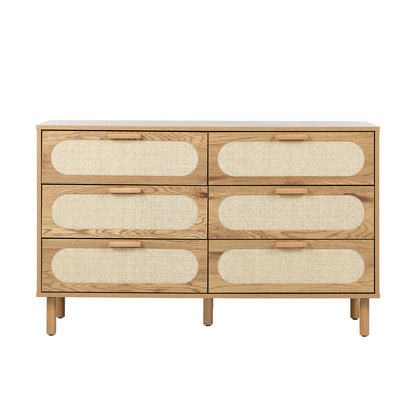 6 Chest of Drawers Lowboy Storage Cabinet Dresser Natural