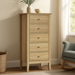 5 Chest of Drawers Dresser Tallboy Storage Cabinet Natural