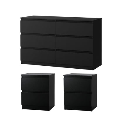 6 Chest of Drawers and Bedside Table Cabinet Bedroom Set