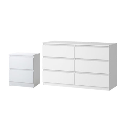 6 Chest of Drawers and Bedside Table Cabinet Bedroom Set