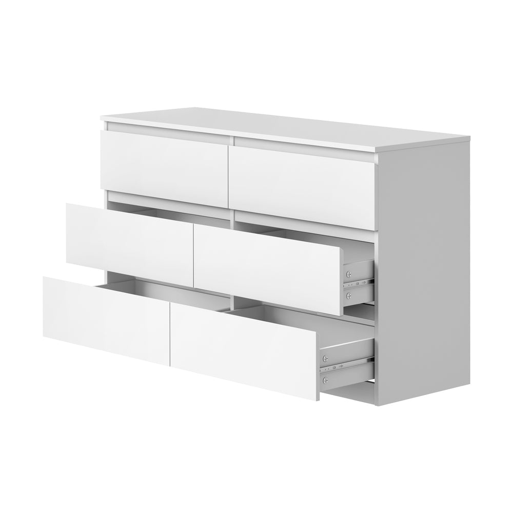 6 Chest of Drawers and 2 Bedside Tables Bedroom Set White