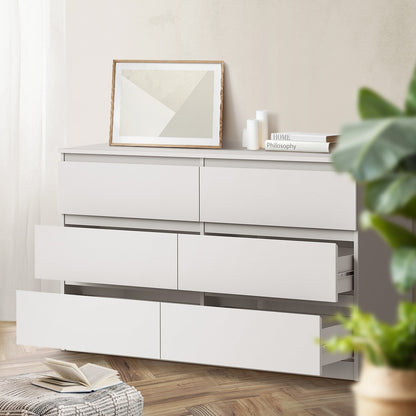6 Chest of Drawers and 2 Bedside Tables Bedroom Set White