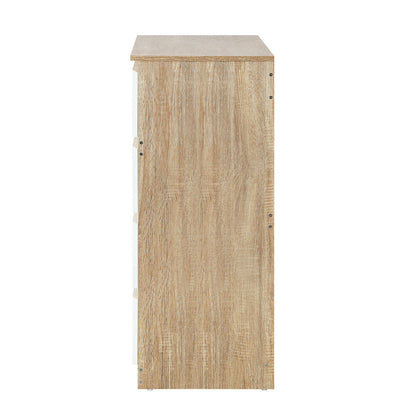Versatile and Chic: White Wooden Dresser Table with Spacious Drawers