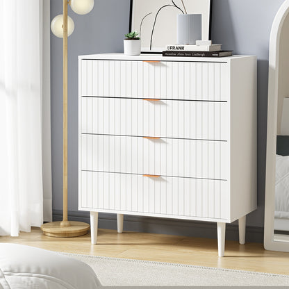 4 Chest of Drawers Tallboy White Gold