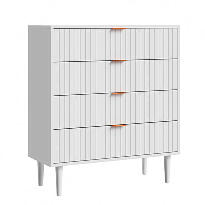 4 Chest of Drawers Tallboy White Gold