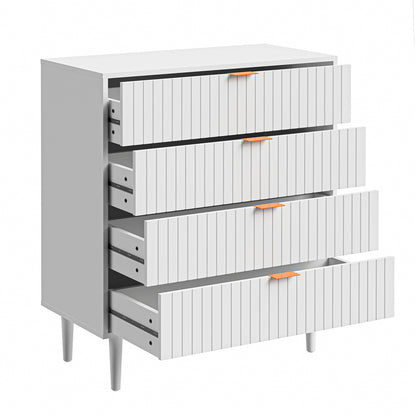 4 Chest of Drawers Tallboy White Gold