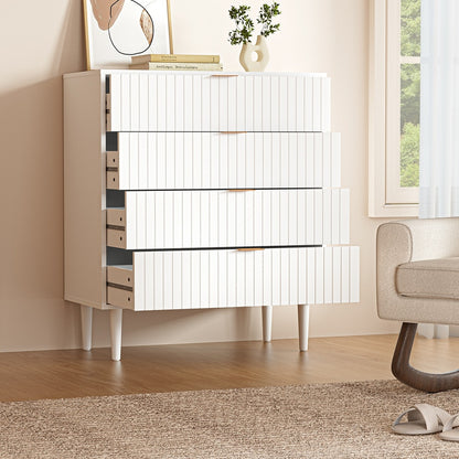 4 Chest of Drawers Tallboy White Gold