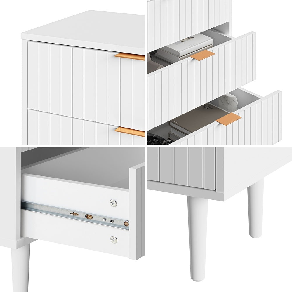 4 Chest of Drawers Tallboy White Gold