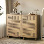 Chest Of Drawers 4 Drawer Storage Cabinet Tallboy Natural Wood 2 Pack