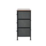 6 Chest of Drawers Fabric Grey Wooden Tabletop