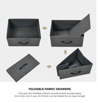 6 Chest of Drawers Fabric Grey Wooden Tabletop