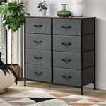 8-Drawer Chest Fabric Grey Wooden Tabletop Dresser Bedroom Storage Organizer