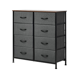 8-Drawer Chest Fabric Grey Wooden Tabletop Dresser Bedroom Storage Organizer