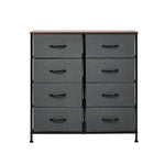 8-Drawer Chest Fabric Grey Wooden Tabletop Dresser Bedroom Storage Organizer