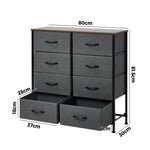 8-Drawer Chest Fabric Grey Wooden Tabletop Dresser Bedroom Storage Organizer