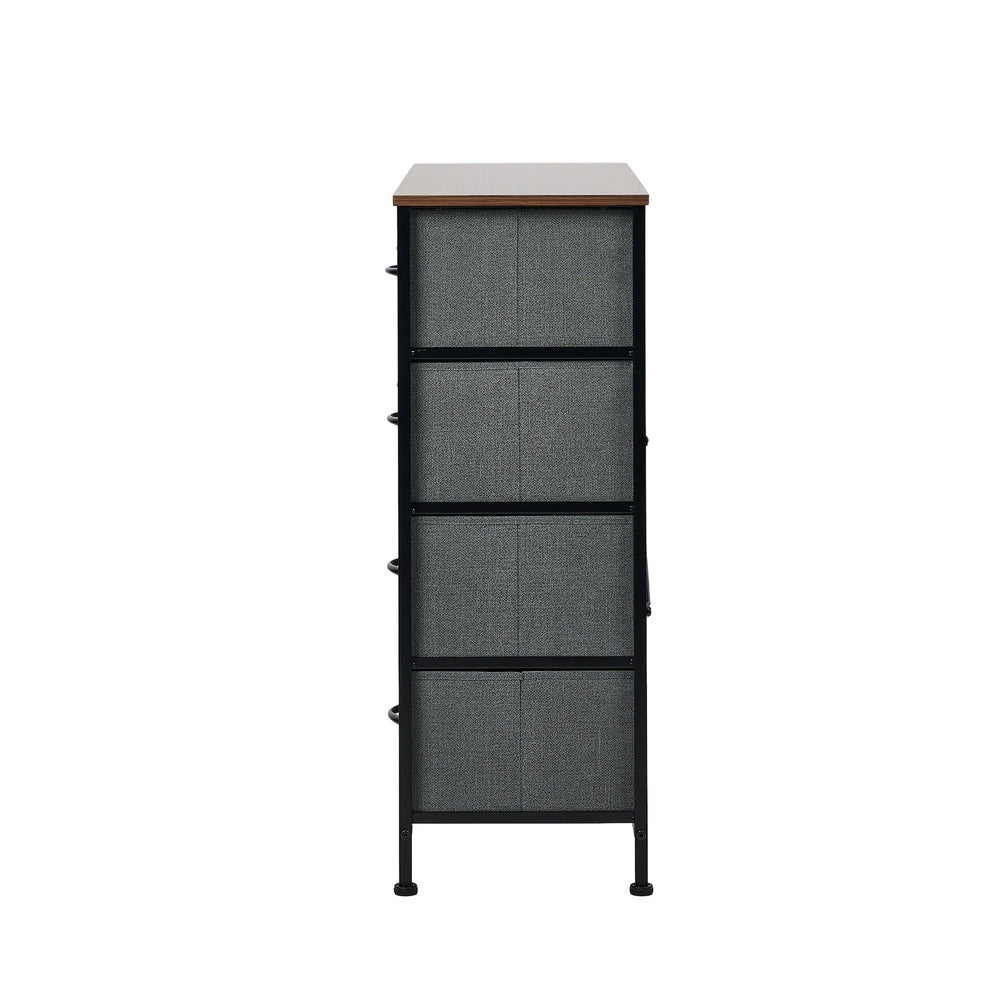 8-Drawer Chest Fabric Grey Wooden Tabletop Dresser Bedroom Storage Organizer