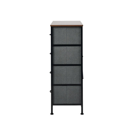 8-Drawer Chest Fabric Grey Wooden Tabletop Dresser Bedroom Storage Organizer