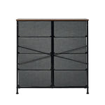 8-Drawer Chest Fabric Grey Wooden Tabletop Dresser Bedroom Storage Organizer