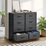 8-Drawer Chest Fabric Grey Wooden Tabletop Dresser Bedroom Storage Organizer