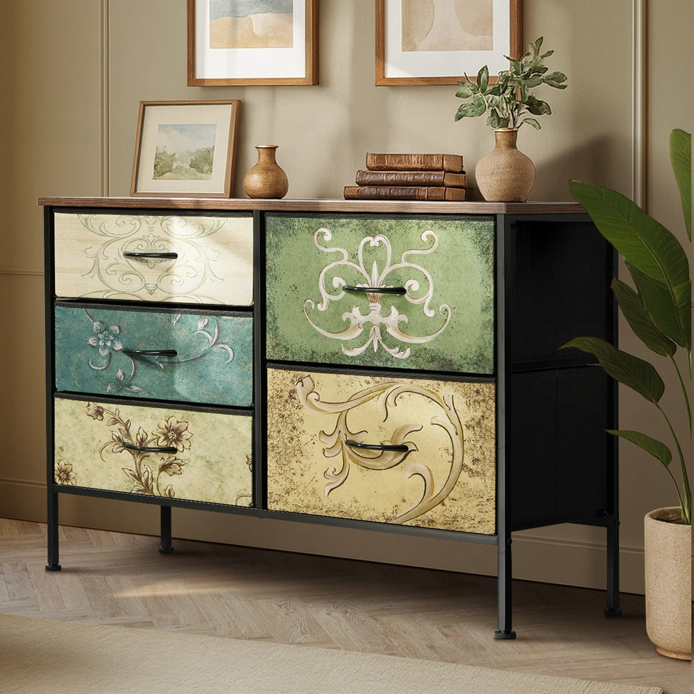 Lowboy 5 Chest Of Drawers Cabinet Retro