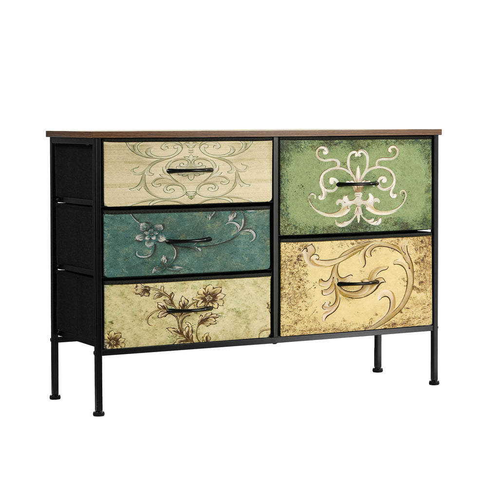 Lowboy 5 Chest Of Drawers Cabinet Retro - 2