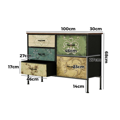 Lowboy 5 Chest Of Drawers Cabinet Retro - 7