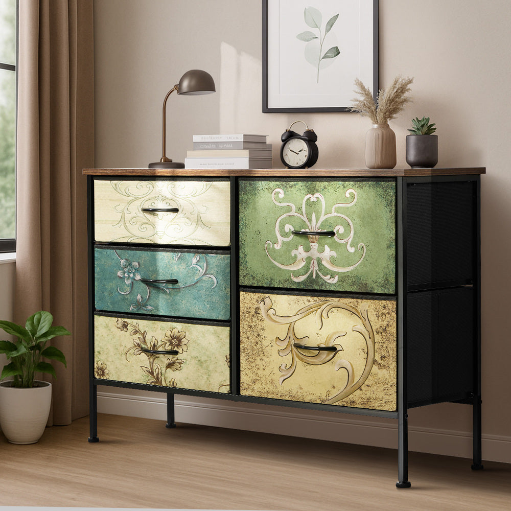 Lowboy 5 Chest Of Drawers Cabinet Retro - 6