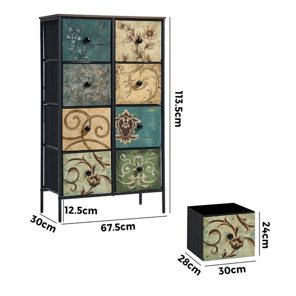  8 6 &9-Drawer Chest Fabric Tallboy Retro Vintage Dresser Bedroom Storage Organizer