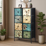 8 6 &9-Drawer Chest Fabric Tallboy Retro Vintage Dresser Bedroom Storage Organizer