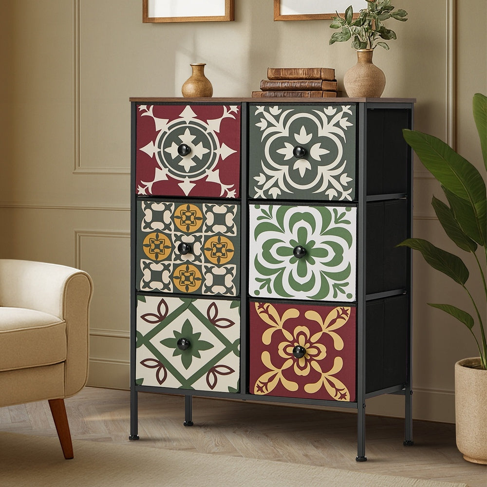 6 Chest Of Drawers Retro Tallboy Dresser Foldable Fabric