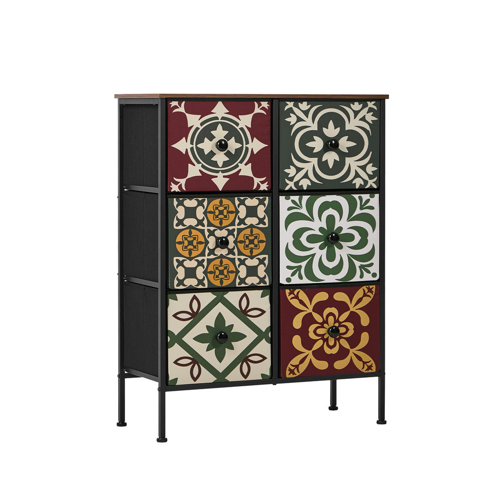 6 Chest Of Drawers Retro Tallboy Dresser Foldable Fabric - 2