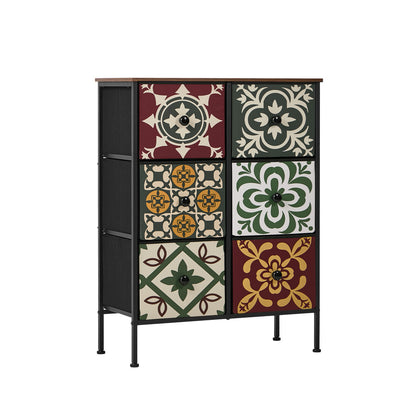 6 Chest Of Drawers Retro Tallboy Dresser Foldable Fabric - 2