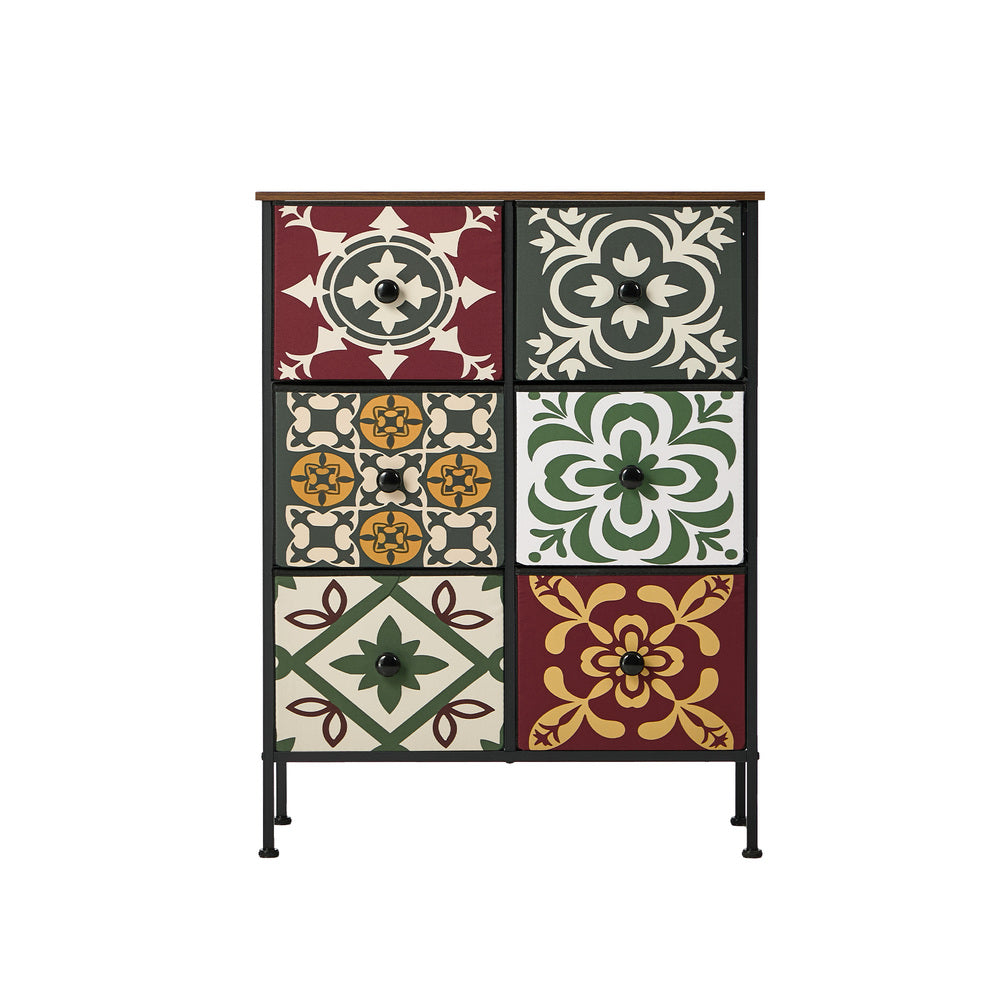 6 Chest Of Drawers Retro Tallboy Dresser Foldable Fabric - 5