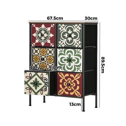 6 Chest Of Drawers Retro Tallboy Dresser Foldable Fabric - 9