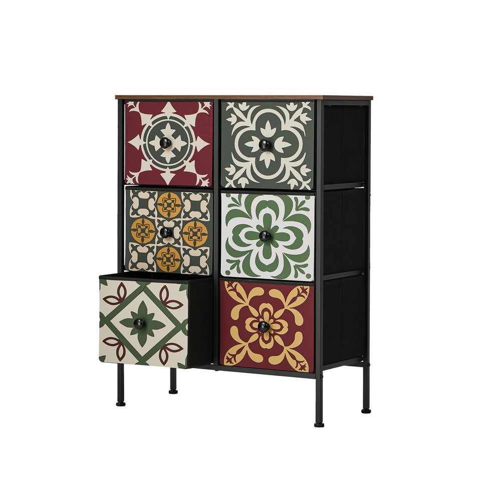 6 Chest Of Drawers Retro Tallboy Dresser Foldable Fabric - 3