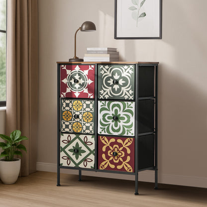 6 Chest Of Drawers Retro Tallboy Dresser Foldable Fabric - 4