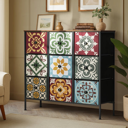 9 Drawer Tallboy Dresser Bohemian Fabric | HomeAndLiving