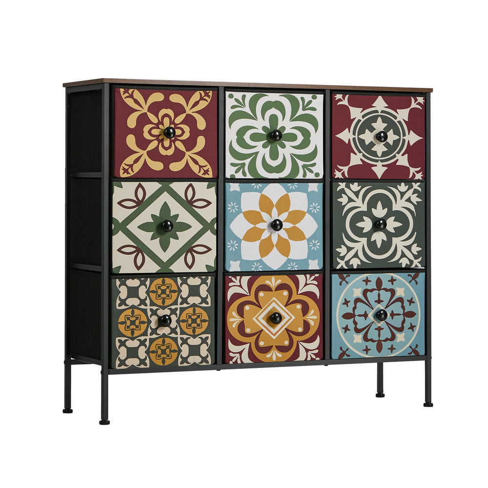 9 Drawer Tallboy Dresser Bohemian Fabric | HomeAndLiving