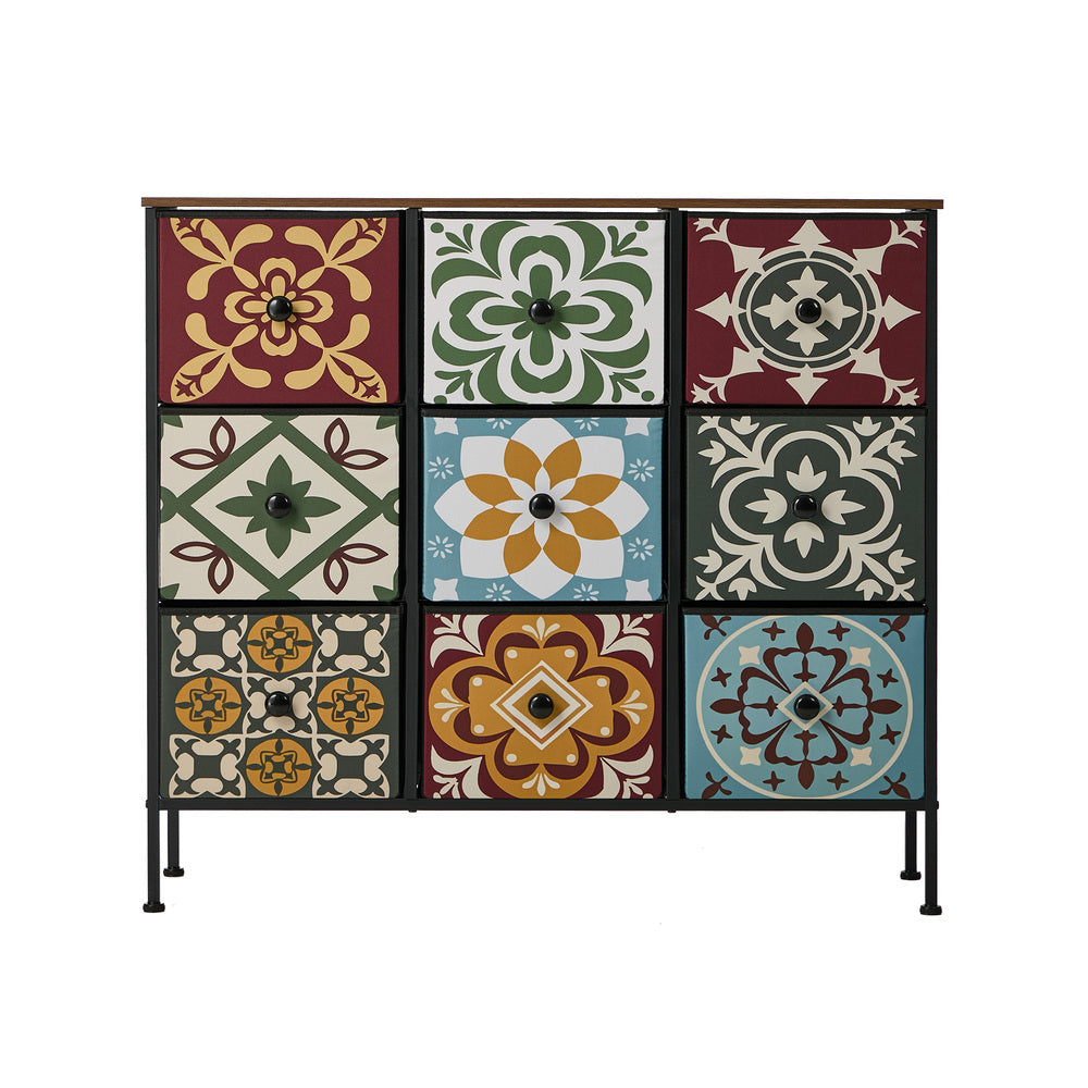9 Drawer Tallboy Dresser Bohemian Fabric | HomeAndLiving