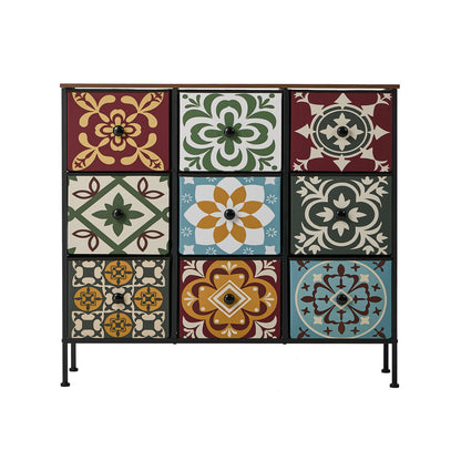 9 Drawer Tallboy Dresser Bohemian Fabric | HomeAndLiving