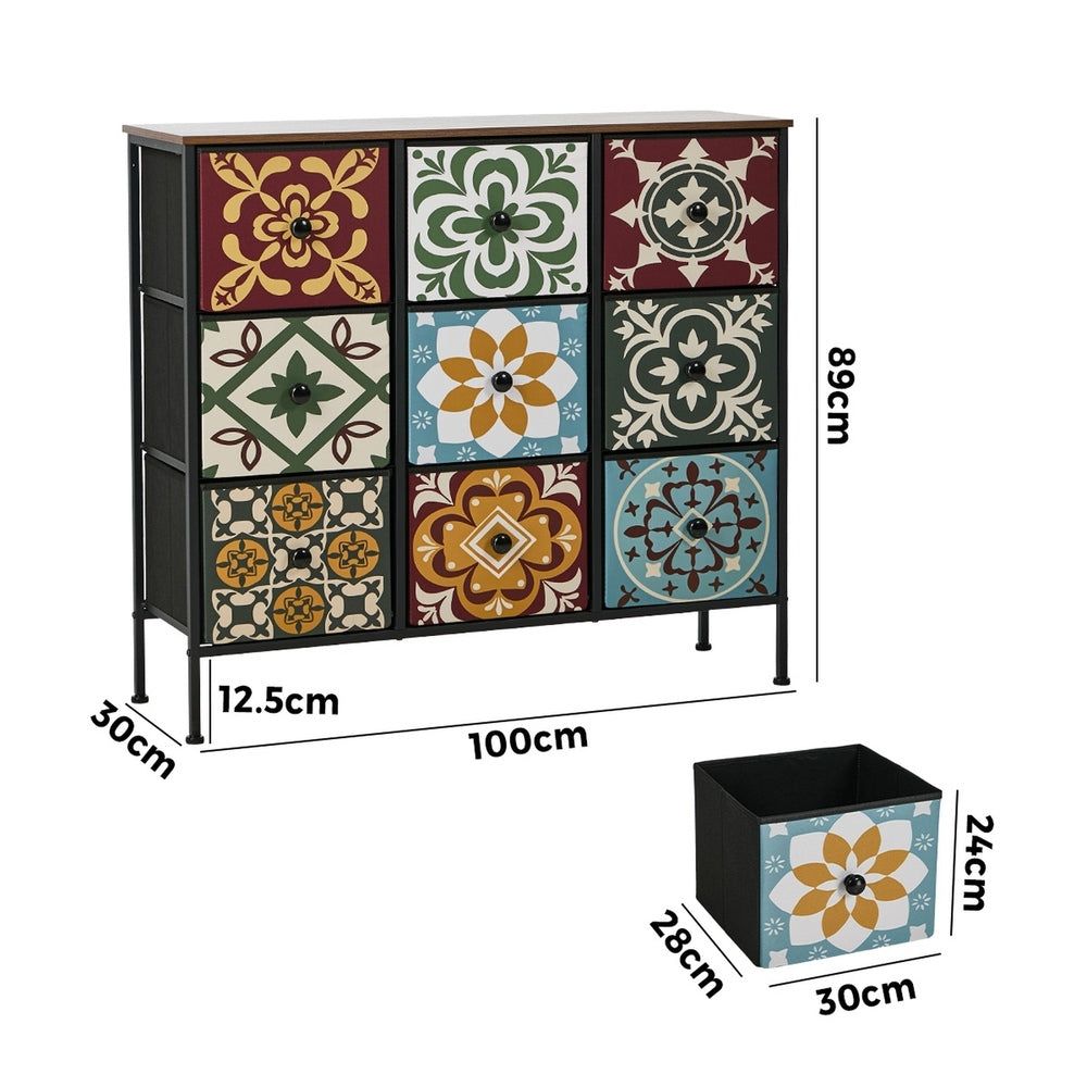 9 Drawer Tallboy Dresser Bohemian Fabric | HomeAndLiving