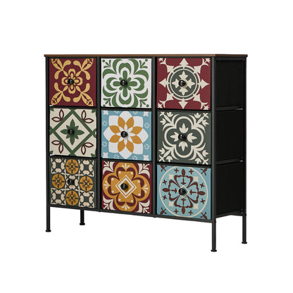 9 Drawer Tallboy Dresser Bohemian Fabric | HomeAndLiving