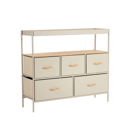 Chest Of Drawers Natural 5 Drawer 99x29x85cm