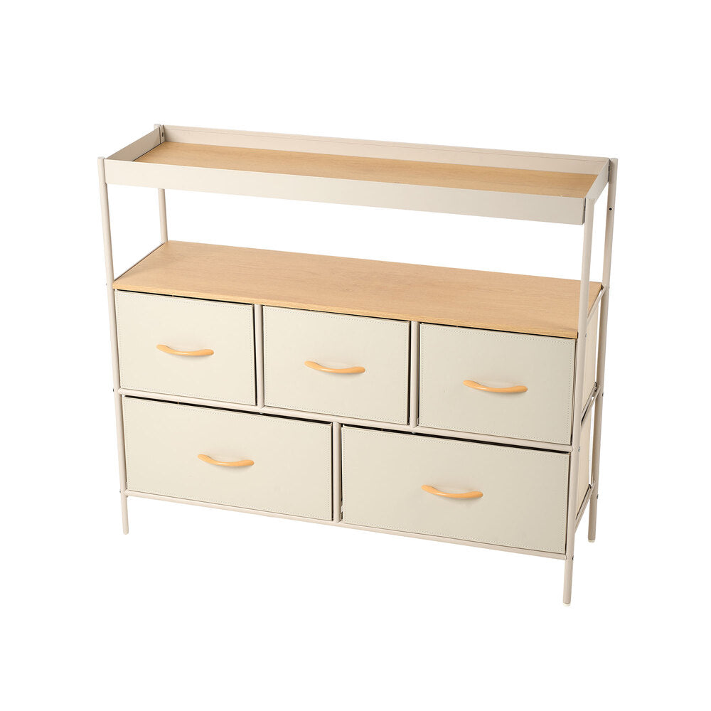 Chest Of Drawers Natural 5 Drawer 99x29x85cm
