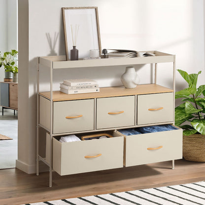 Chest Of Drawers Natural 5 Drawer 99x29x85cm