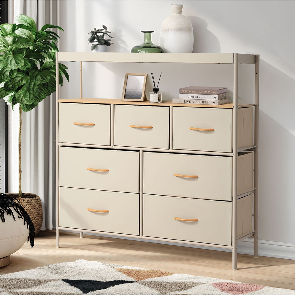 7 Drawer Chest Natural 99x29x107cm