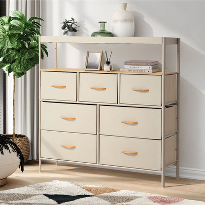 7 Drawer Chest Natural 99x29x107cm