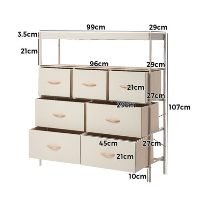 7 Drawer Chest Natural 99x29x107cm