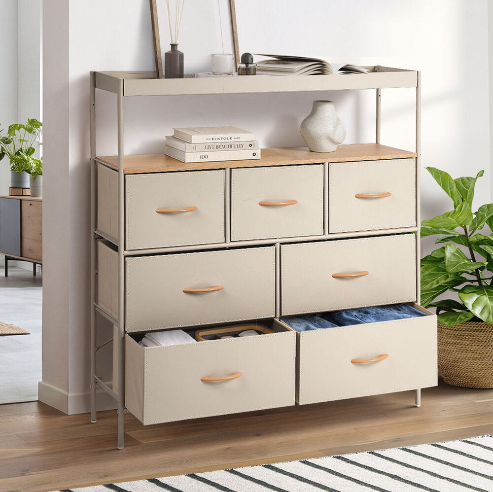 7 Drawer Chest Natural 99x29x107cm