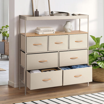 7 Drawer Chest Natural 99x29x107cm